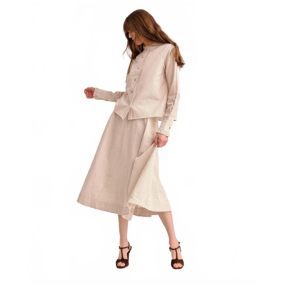NEW CARTOLINA NANTUCKET liberty skirt in camel stripe